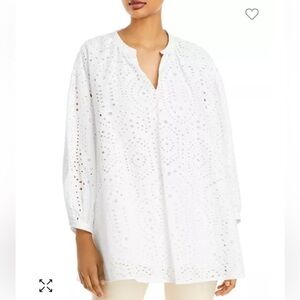 Boss white Bajour eyelet oversized blouse